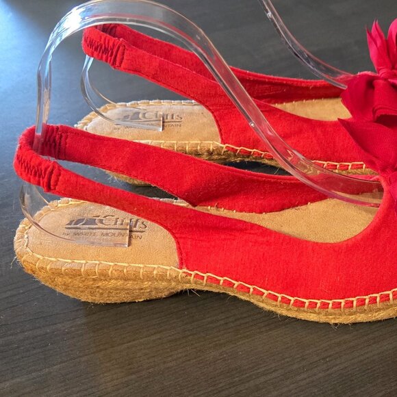 Red Bow Canvas Espadrilles Sandals Size 8 - Picture 2 of 5